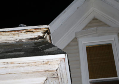 More damage found at this inspection on the corner trim of this house