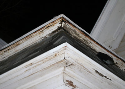 Water damage like this may not be contained to exterior trim and requires further investigation.